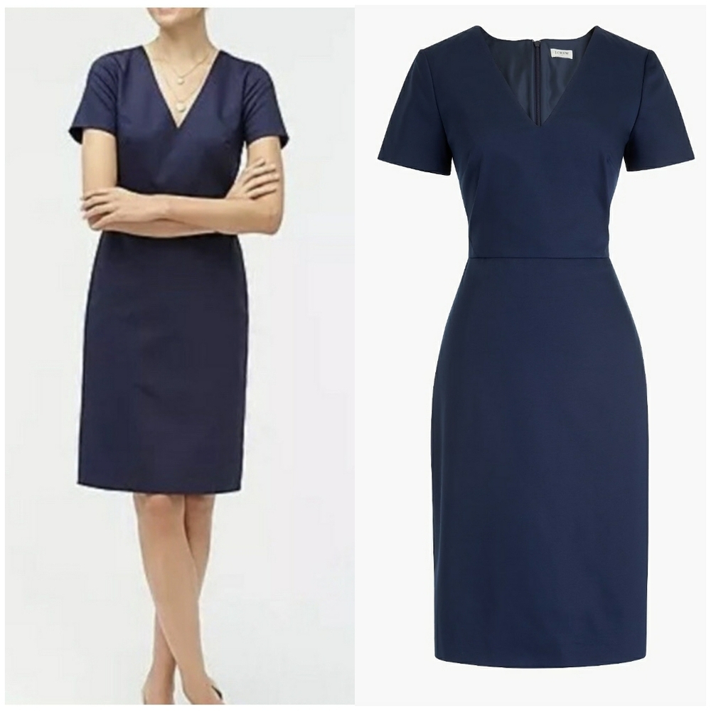 J. Crew Deep Blue V-Neck Mini Dress